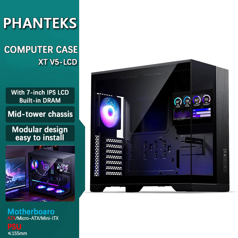 Mini Itx Case Water Cooling Support - Phanteks XT V5-LCD ATX computerkast met